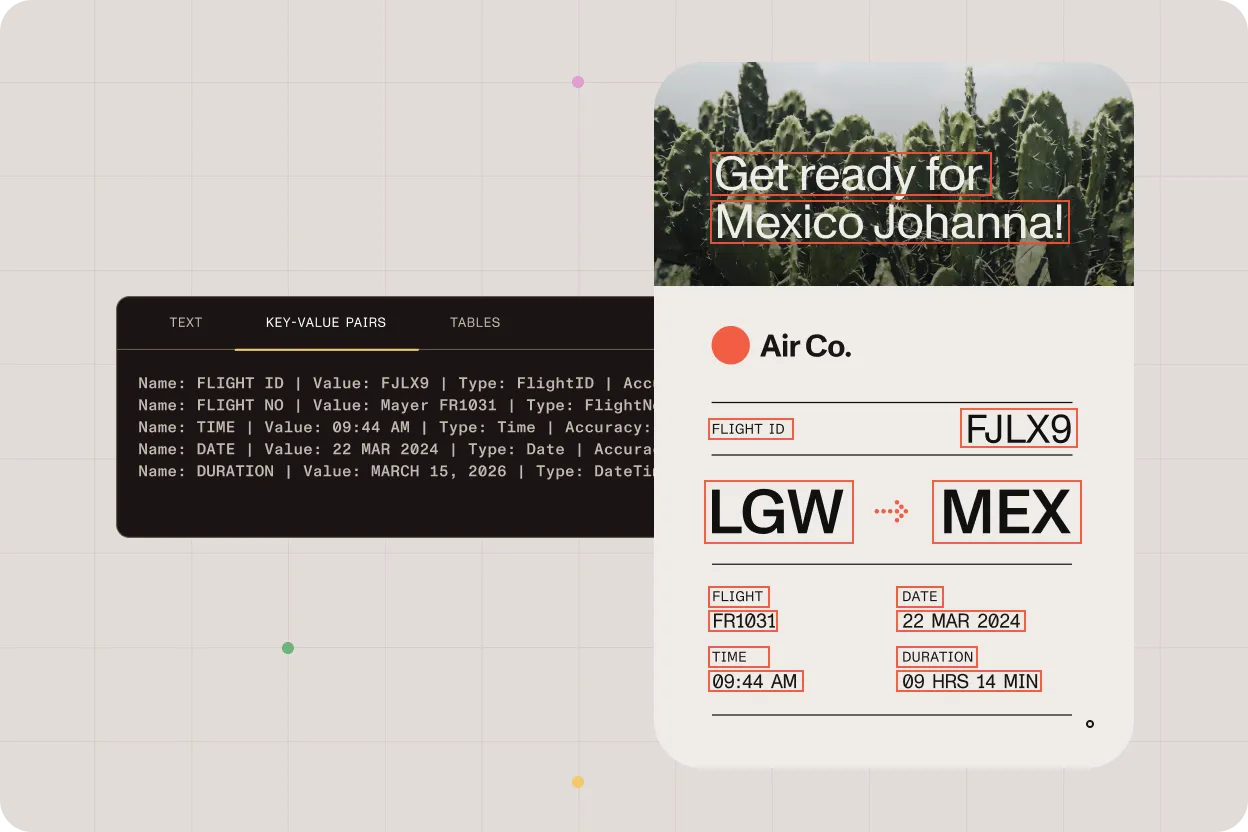 OCR and data extraction interface for aviation documents