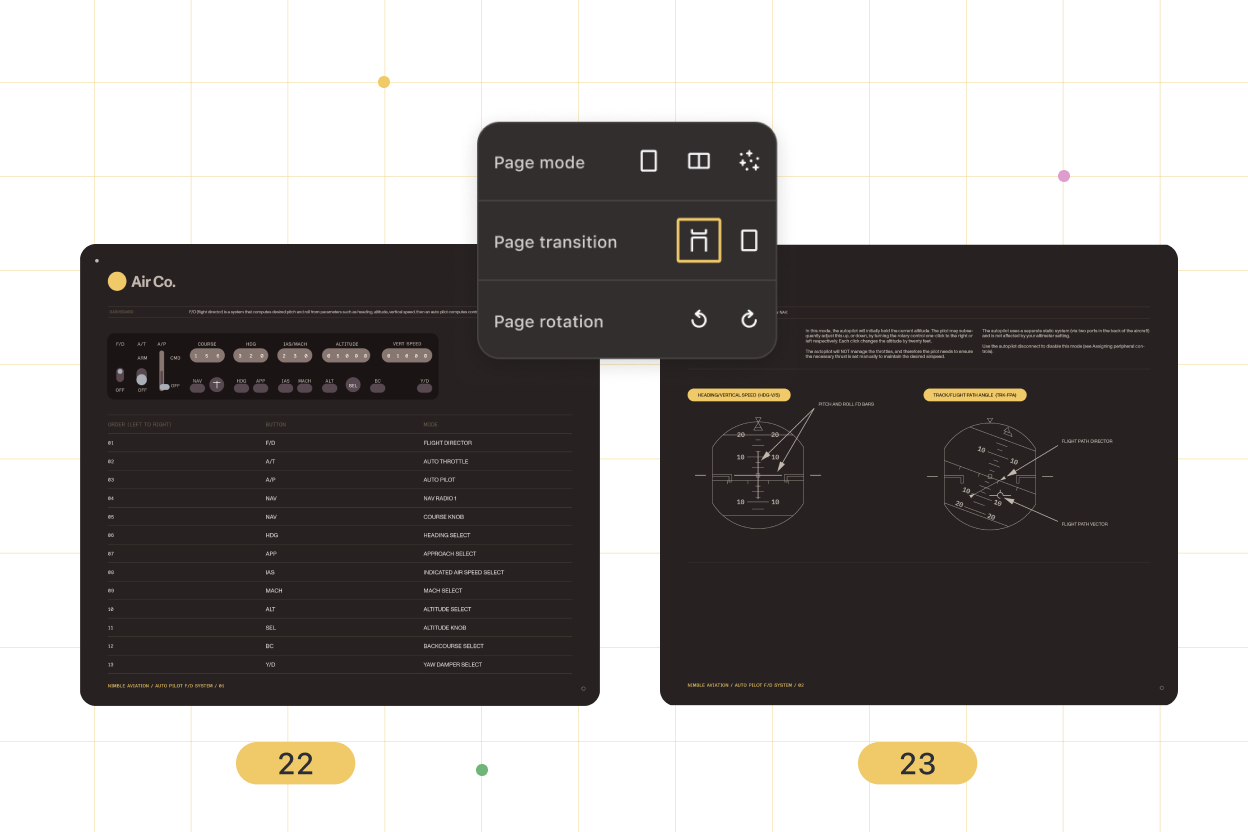 Document viewing interface for aviation manuals
