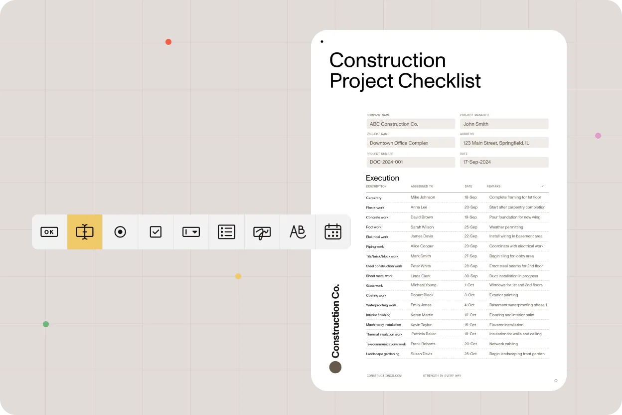 Smart forms interface for construction field data capture