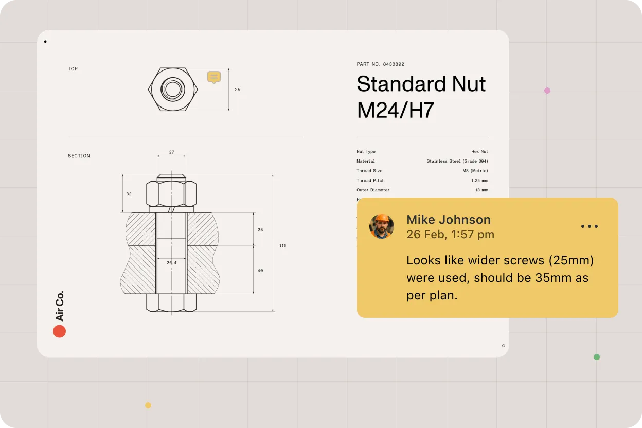 Onsite markup interface for construction drawings