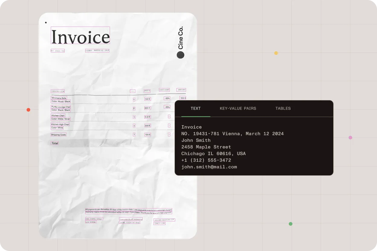 Document OCR and digitization interface