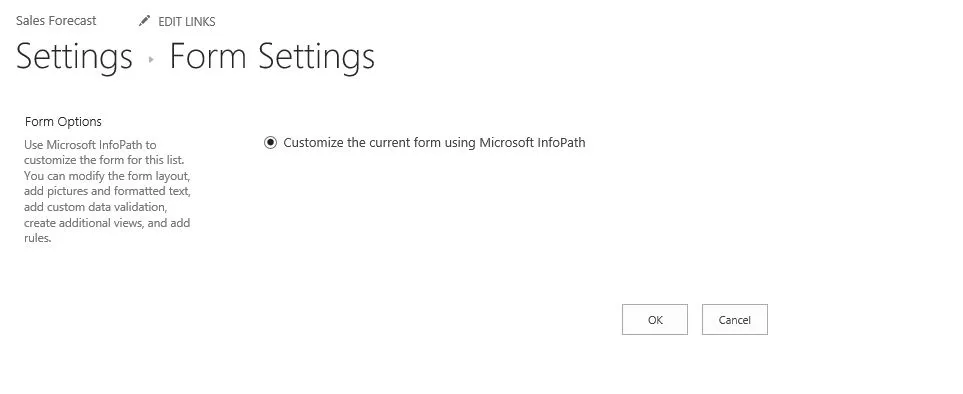 site settings form options