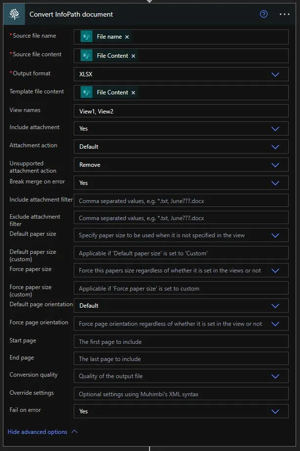 convert infopath document