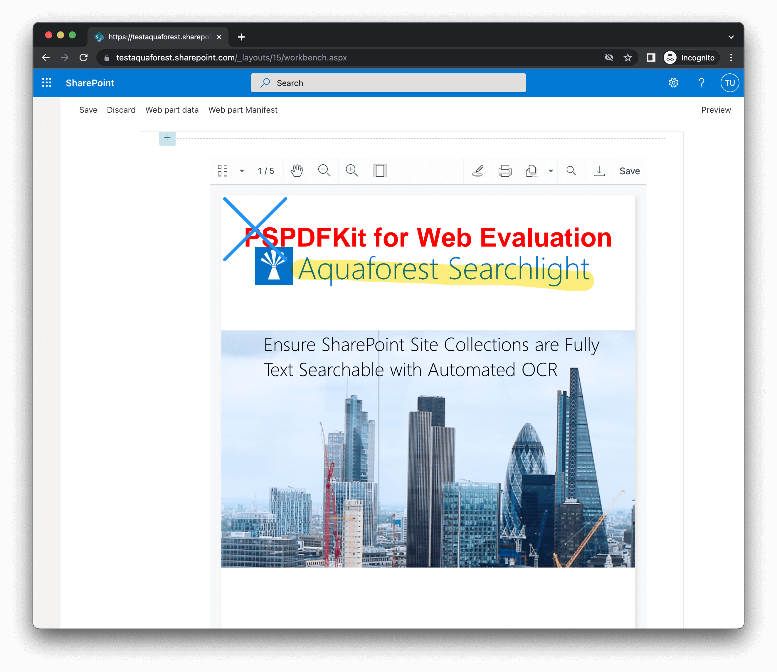 Resulting image when the ink signature code is applied to the demo project