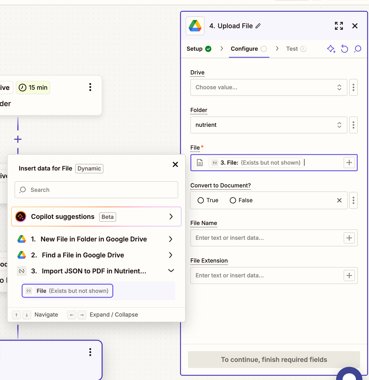 Mapped output to upload final file to Drive