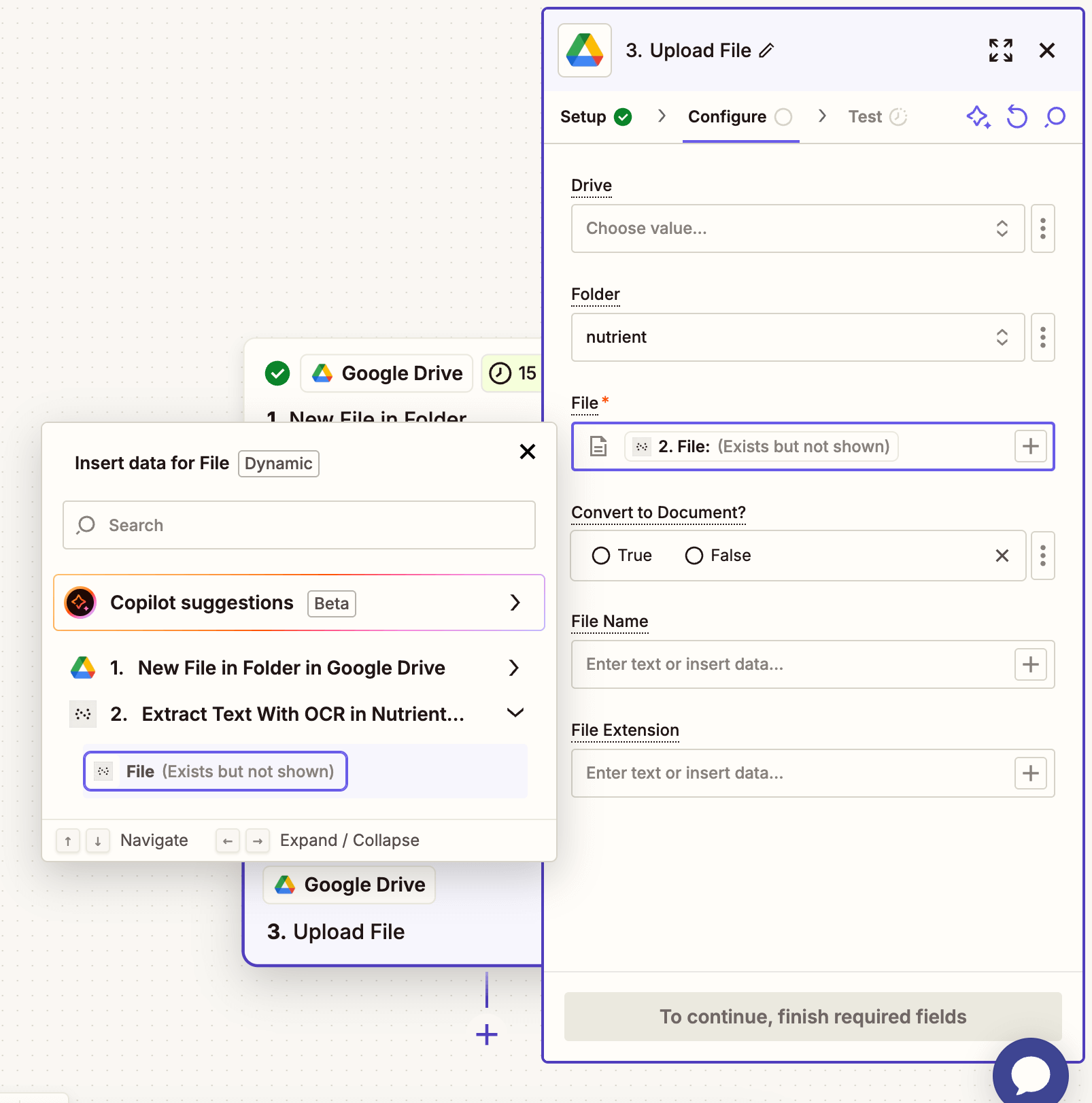 Map output PDF to upload destination