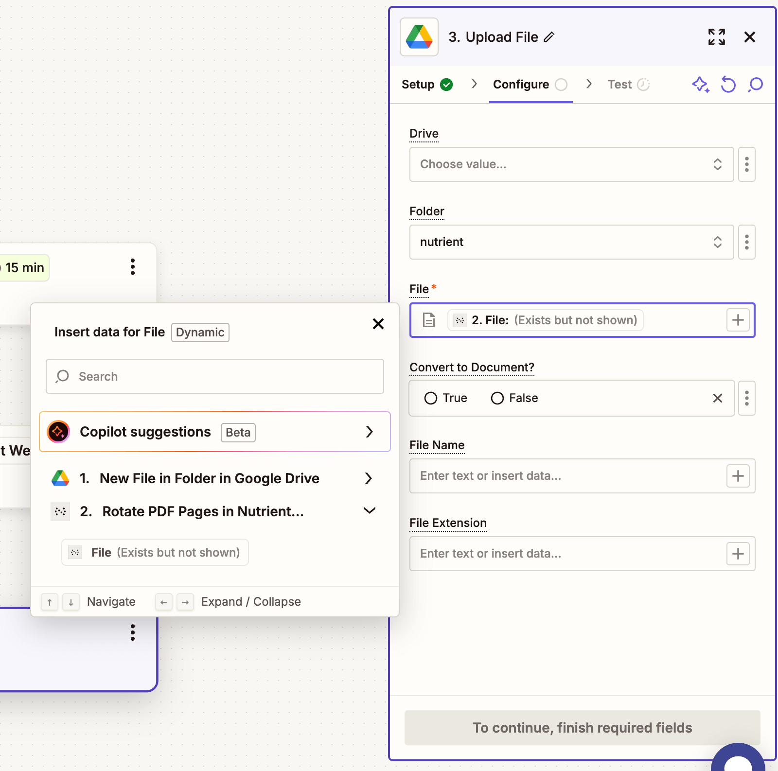 Map rotated PDF output to upload to Google Drive
