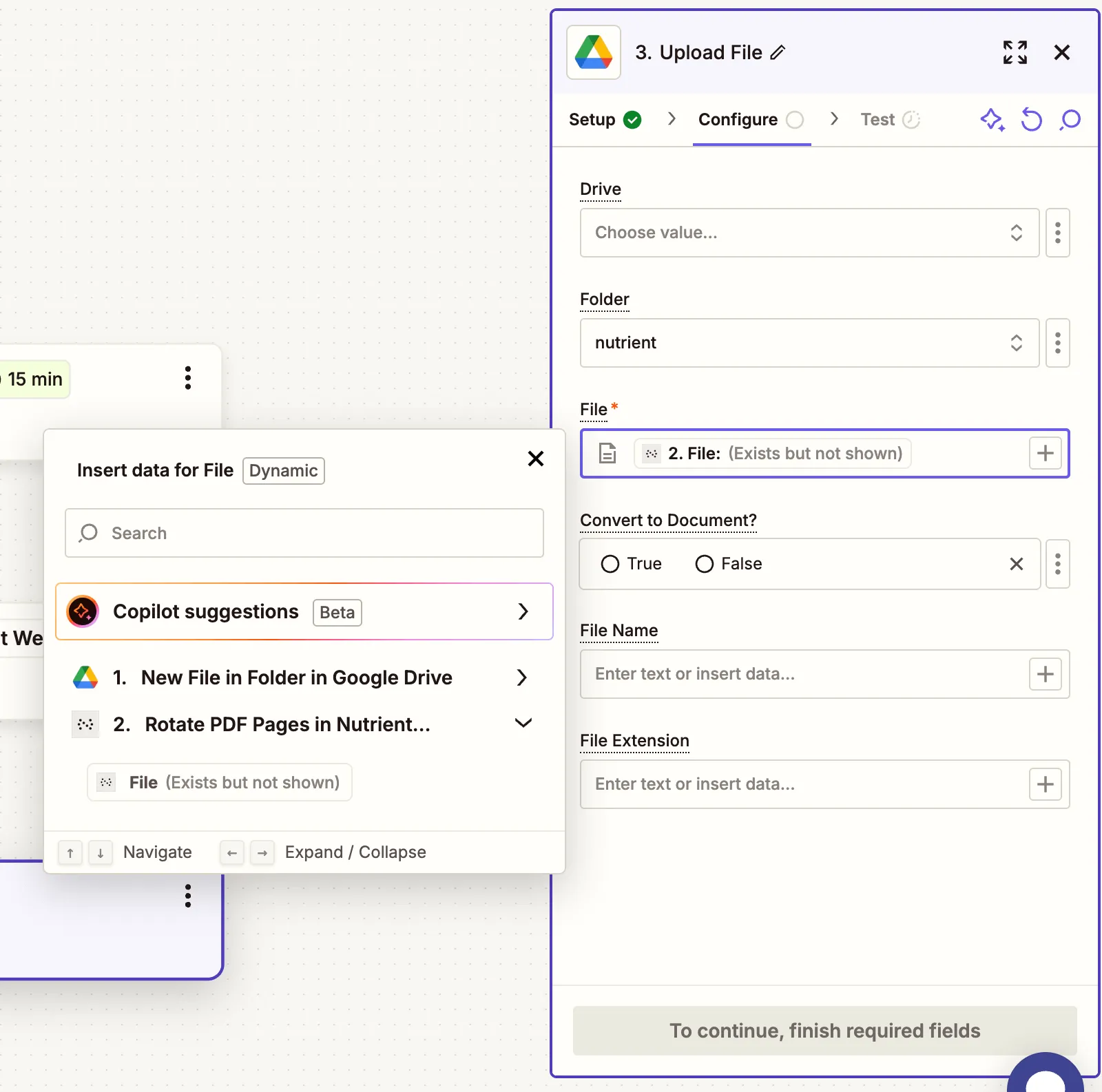 Map rotated PDF output to upload to Google Drive