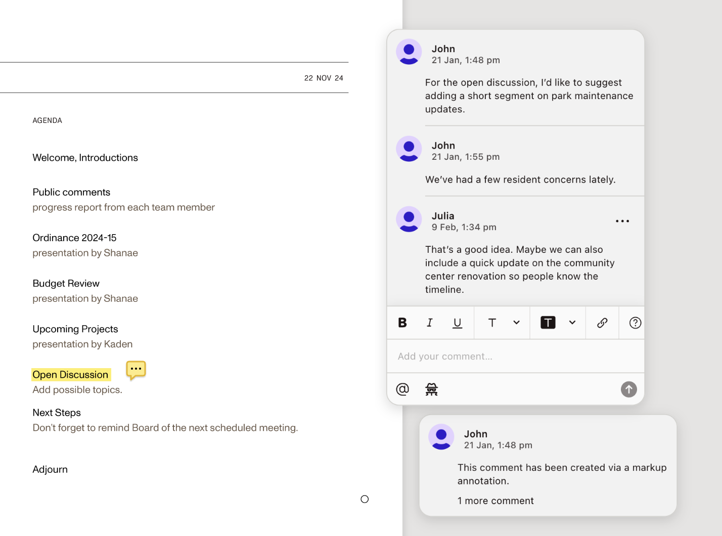 A thread of comments