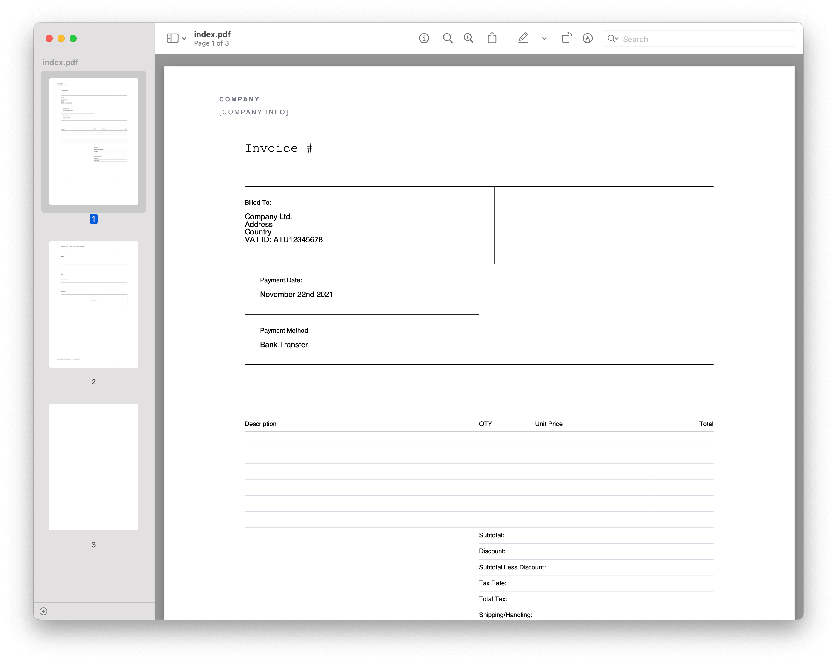 Invoice HTML to PDF example - Python HTML to PDF conversion