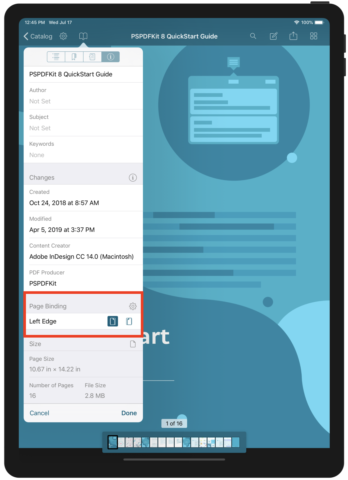 Editing the page binding