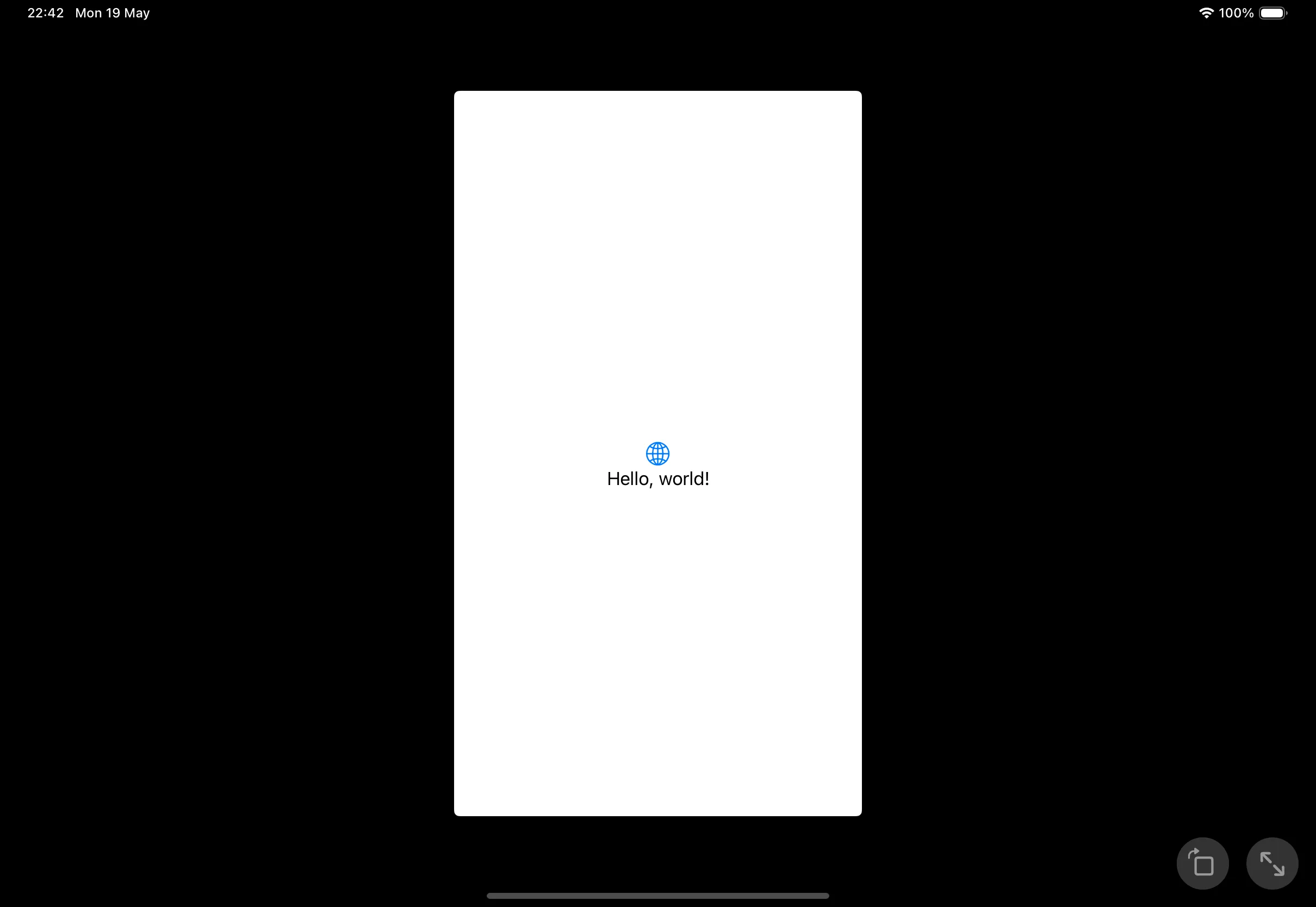 Screenshot showing portrait iPhone app running on landscape iPad with black border.