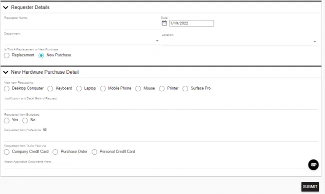 it hardware request form