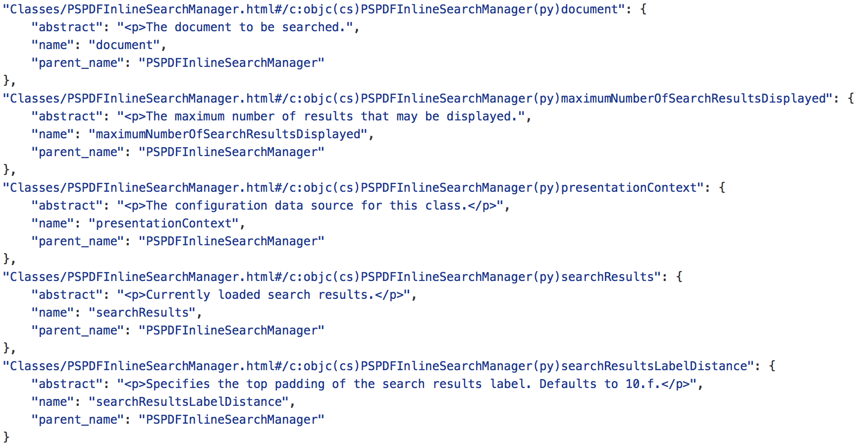 Excerpt from search.json