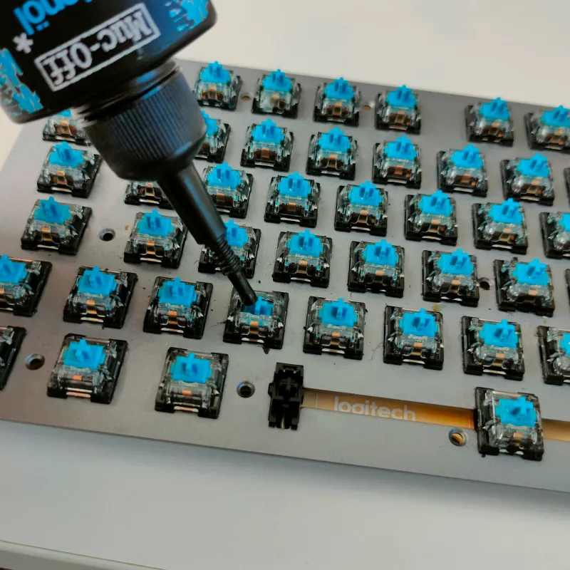 Applying lubricant to the reassembled keyboard