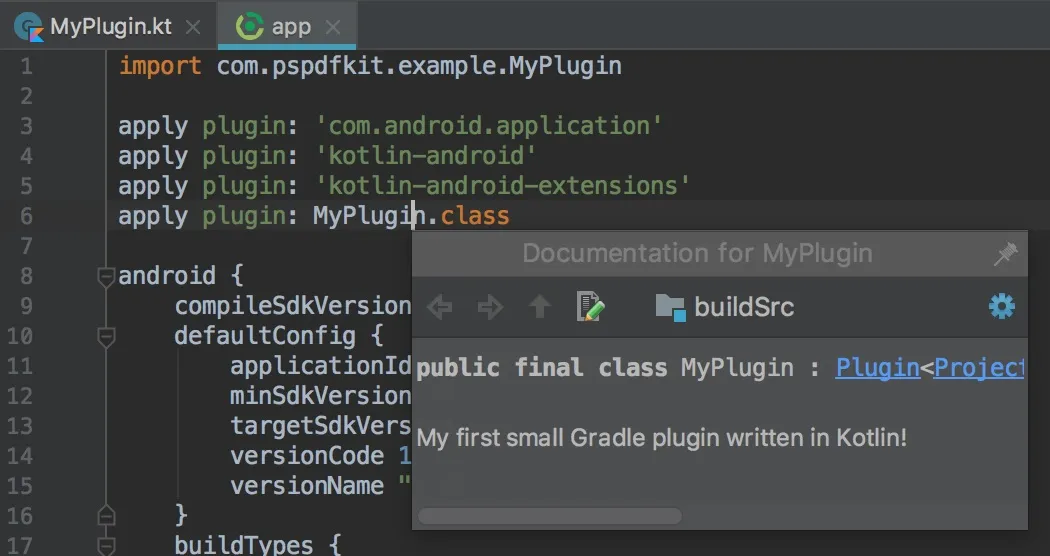 buildSrc documentation is available in build scripts too