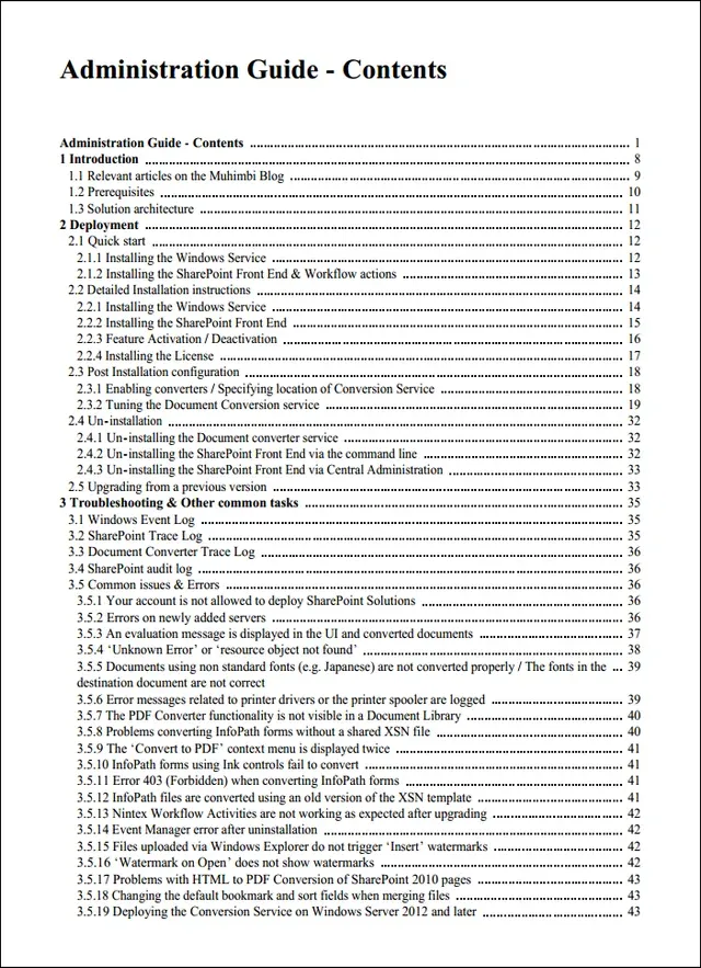 Sample TOC