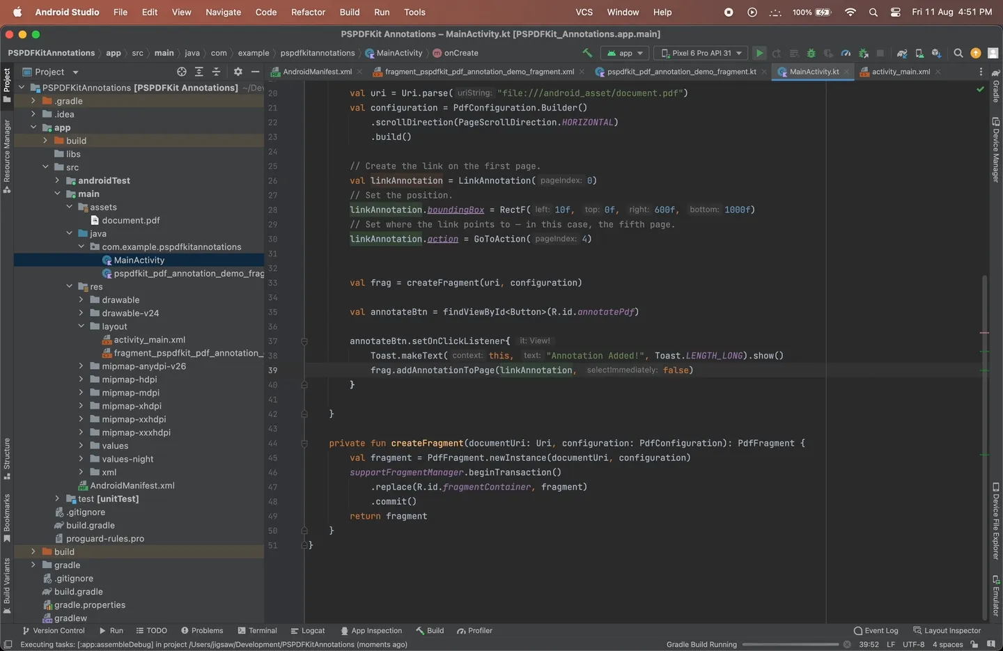 GIF showing the link annotation in action