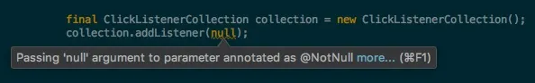 Android Studio null warning