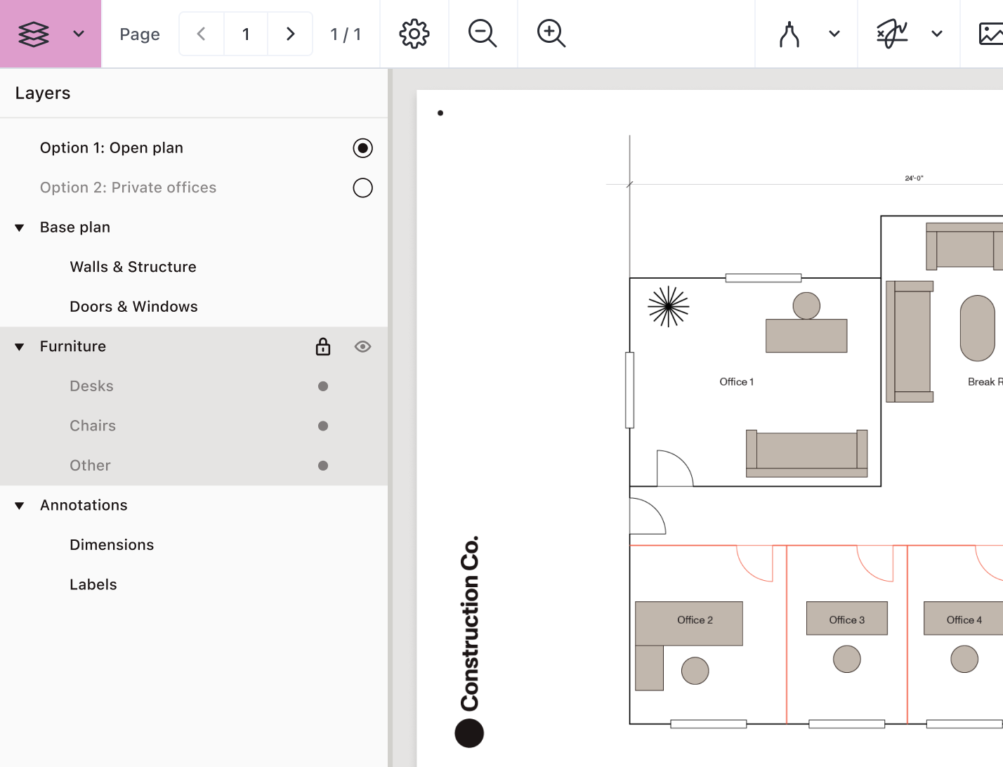 A locked parent OCG layer