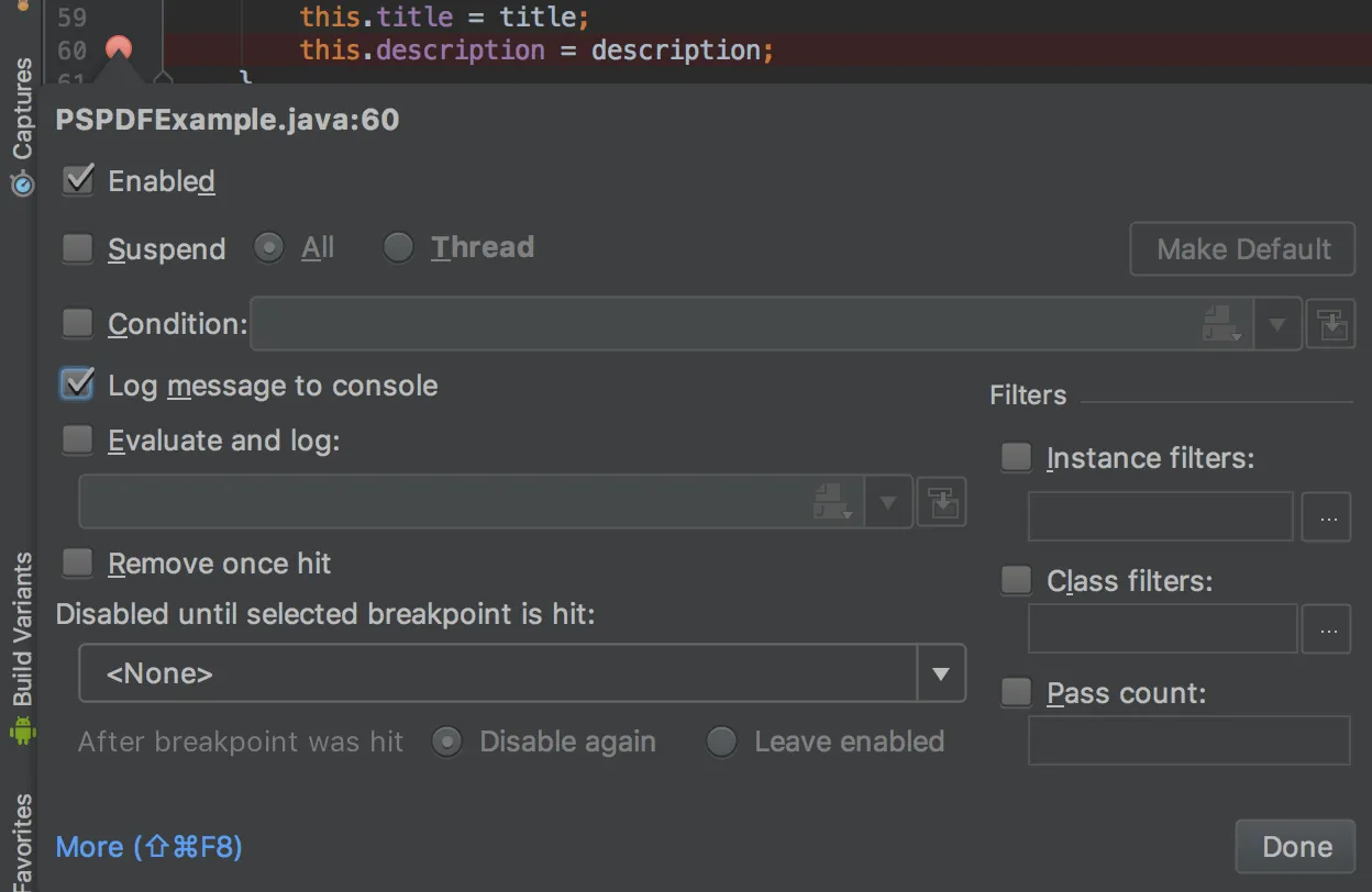 Log Breakpoint to Console