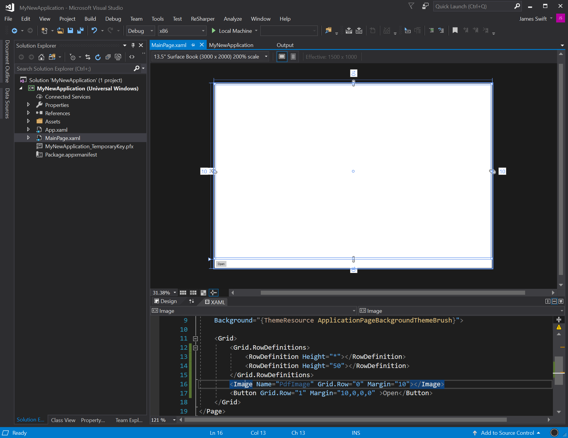 Main Page XAML