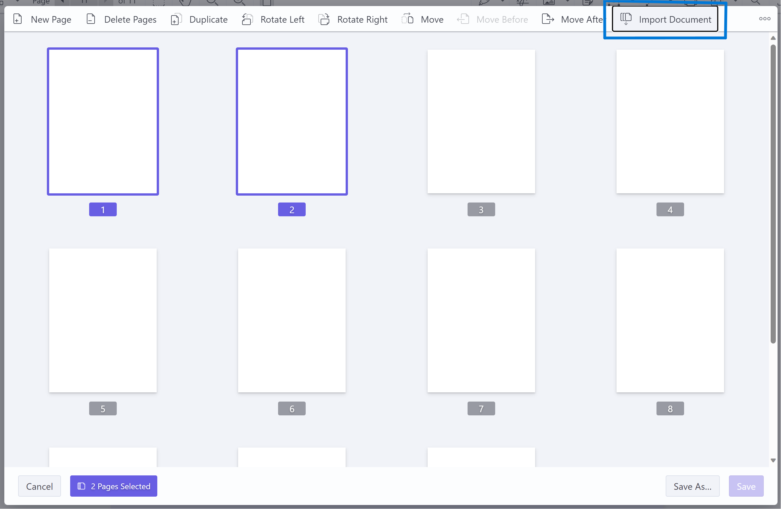 Import Document button