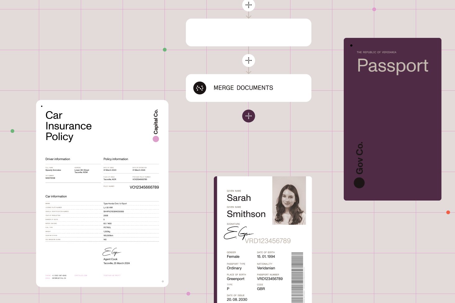 Illustration of Power Automate flow with merging documents