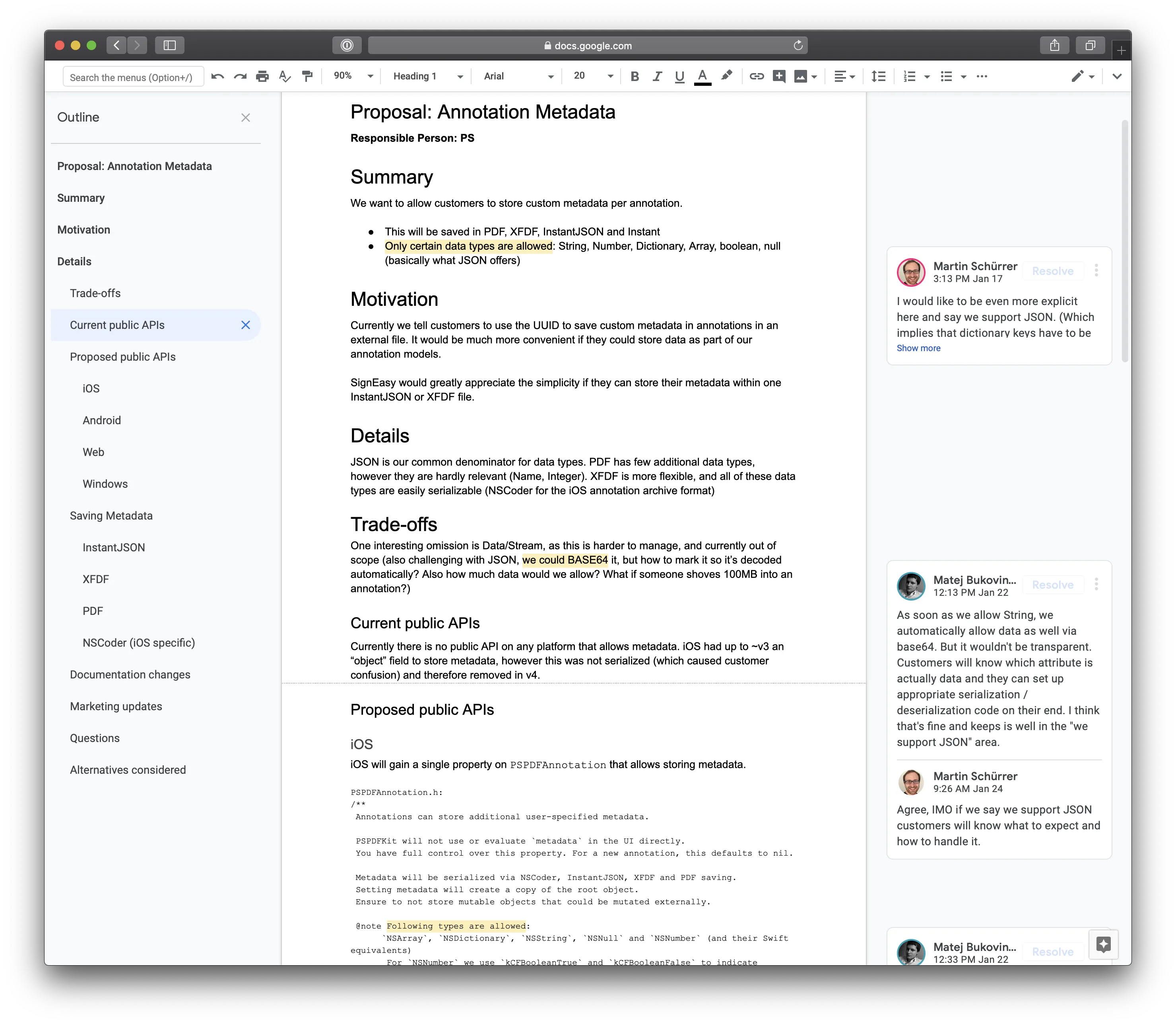 Metadata proposal