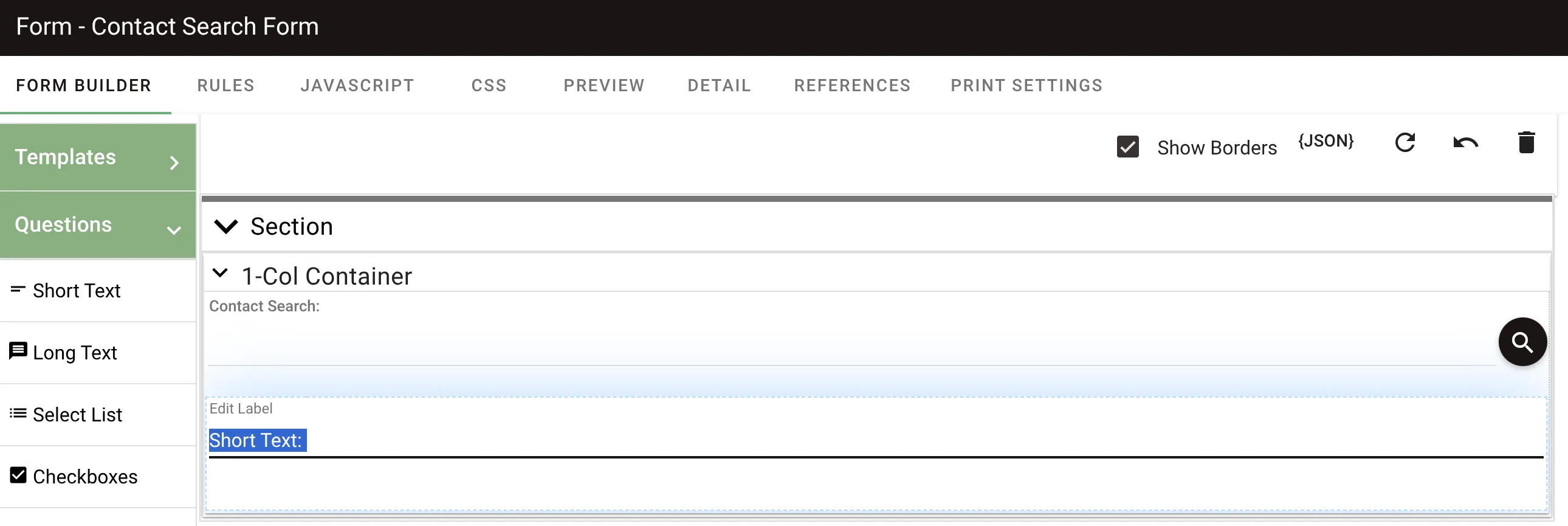 Modifying a field label in the form