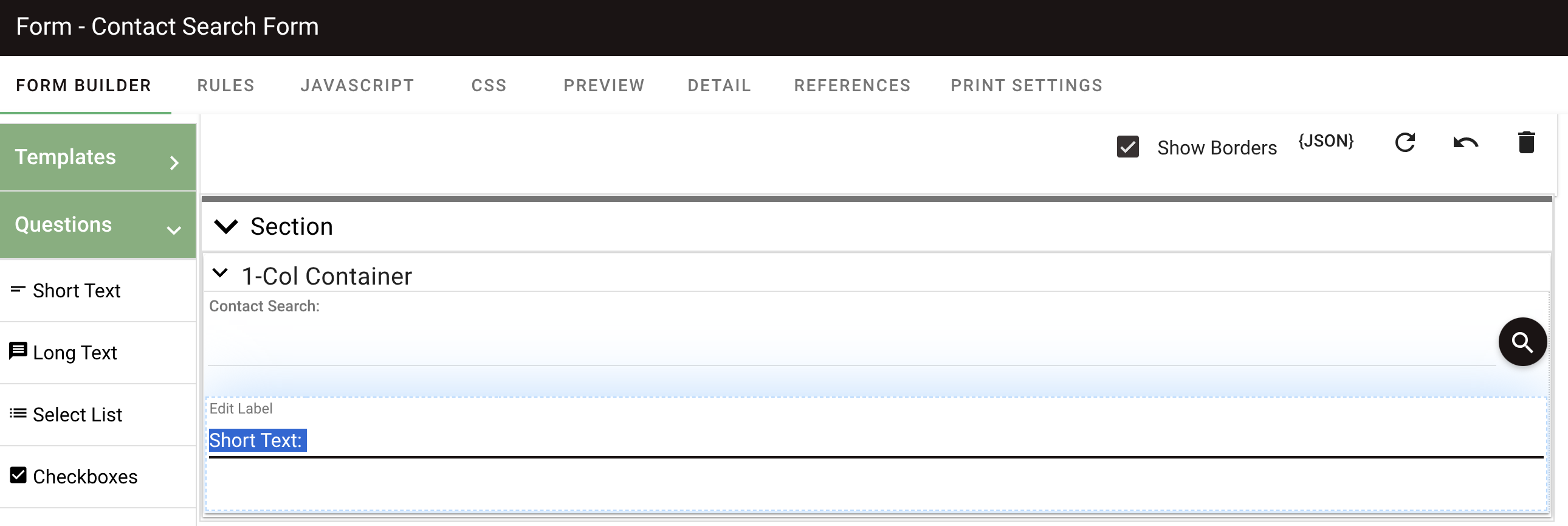 Modifying a field label in the form