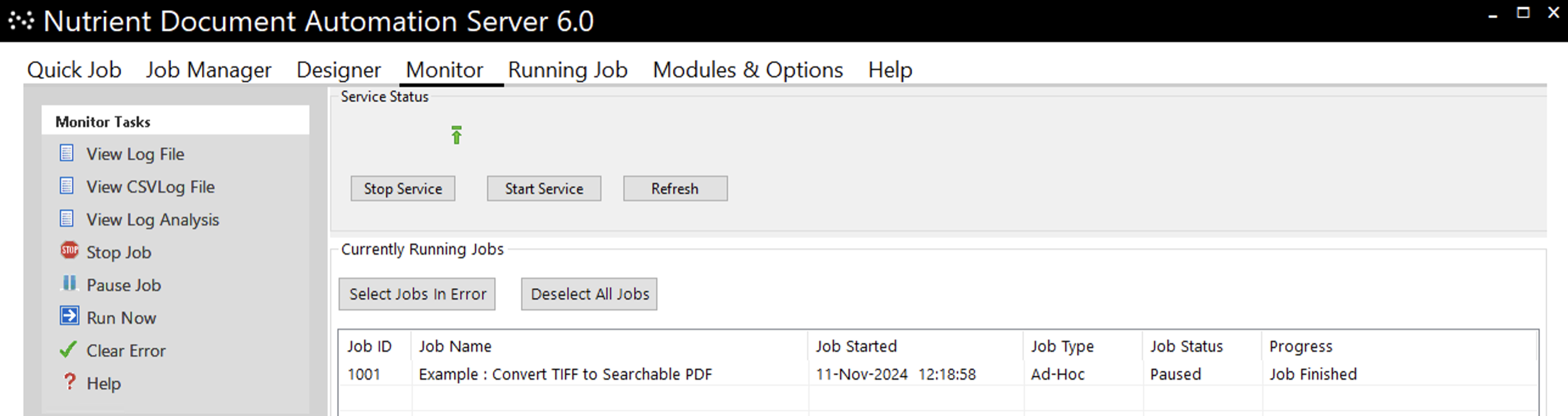 Monitor currently running jobs