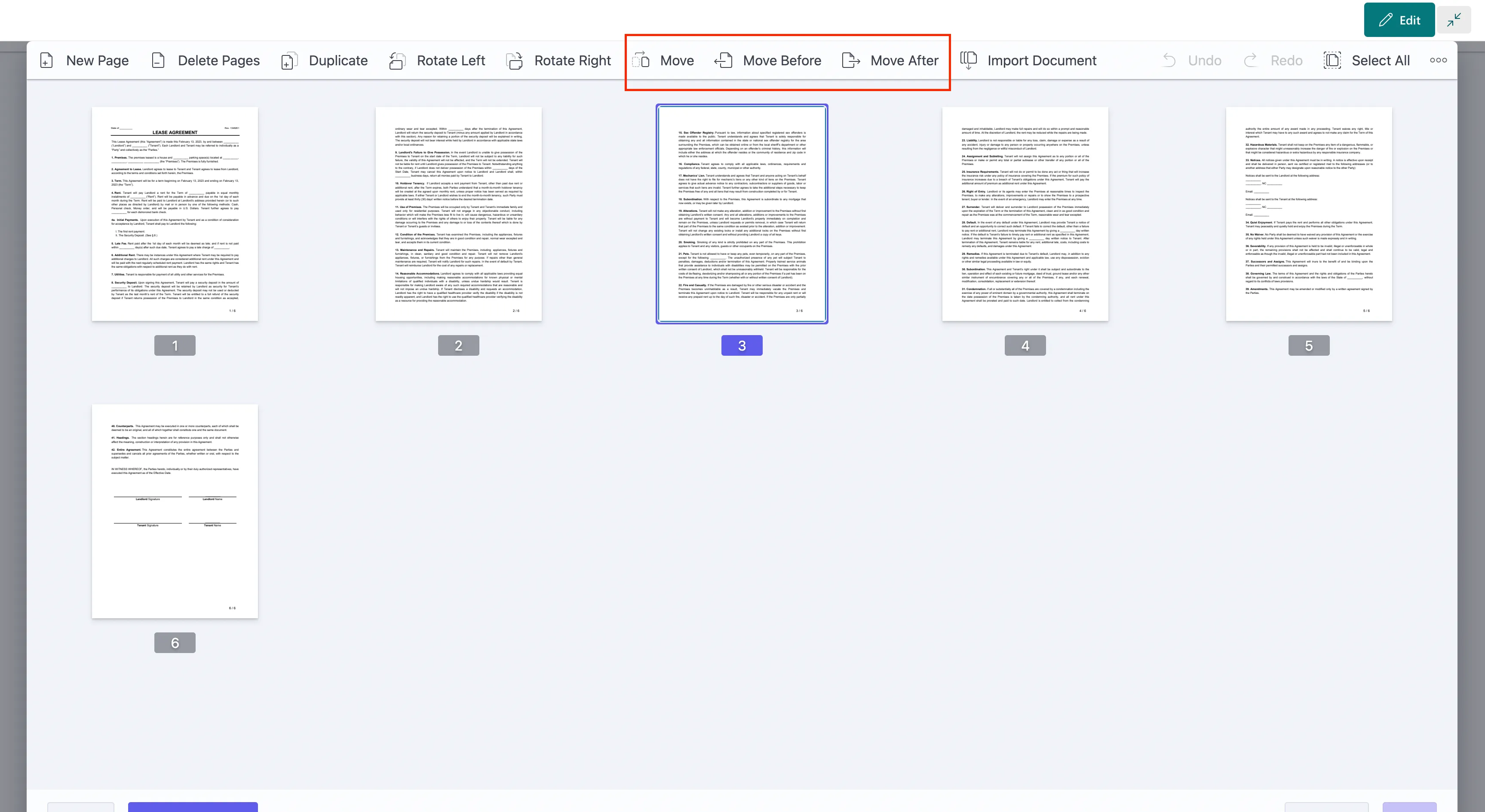 Move PDF pages