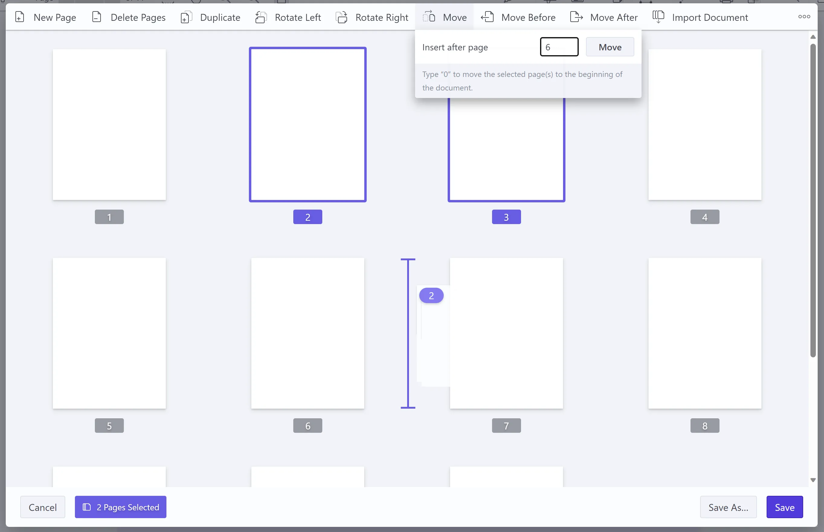 Move or Rearrange Pages