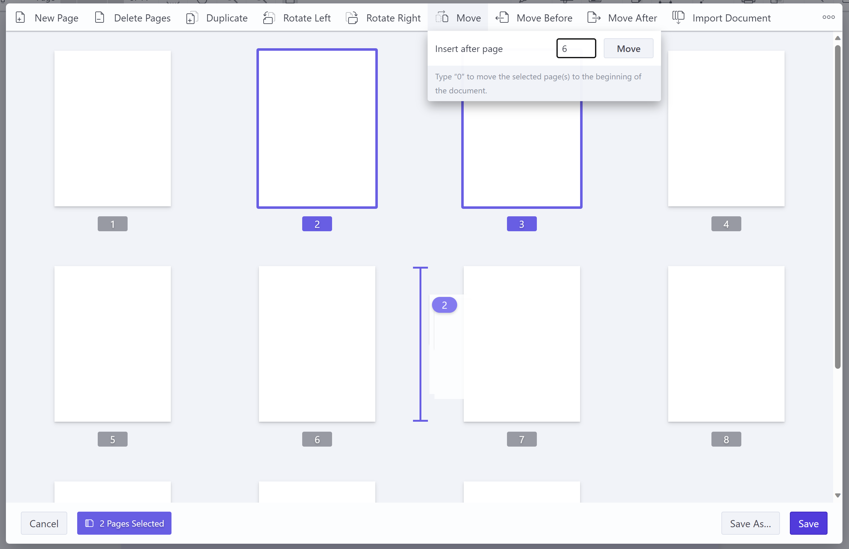 Move or Rearrange Pages