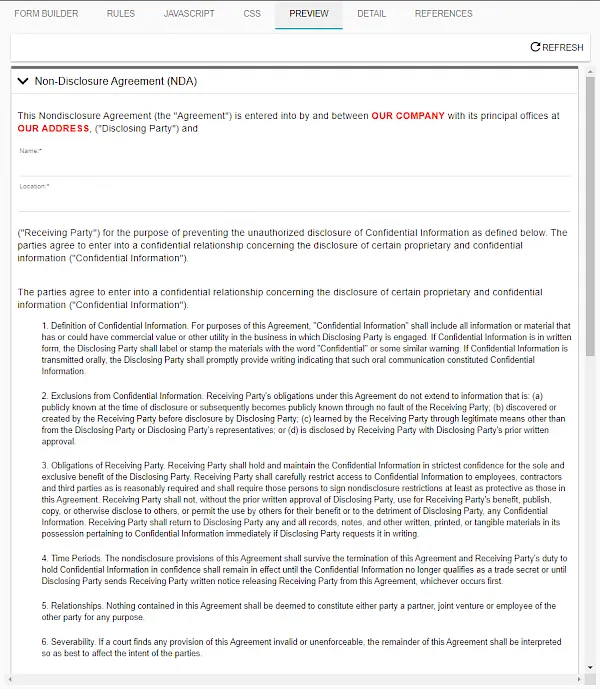 NDA Form