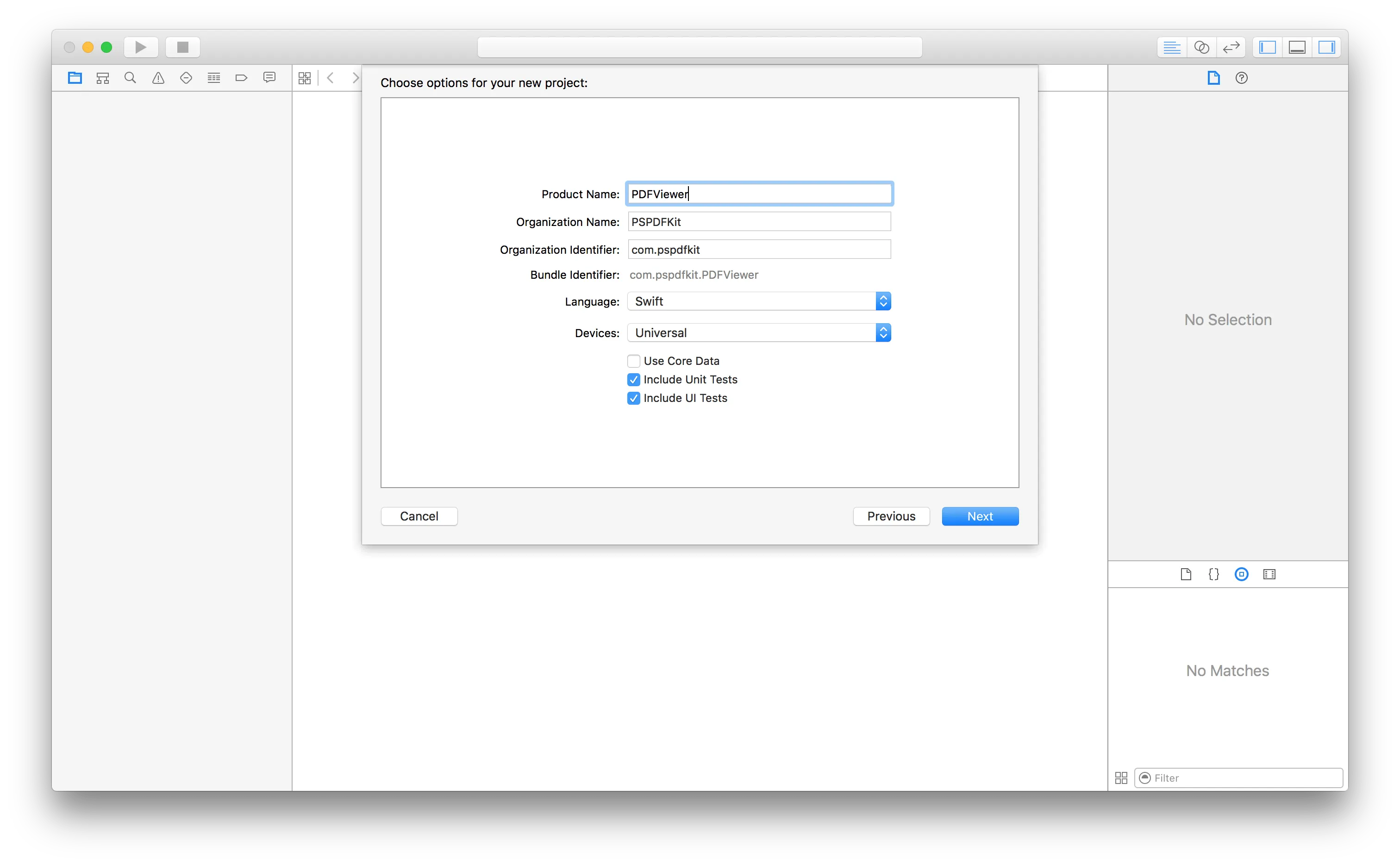 New project options