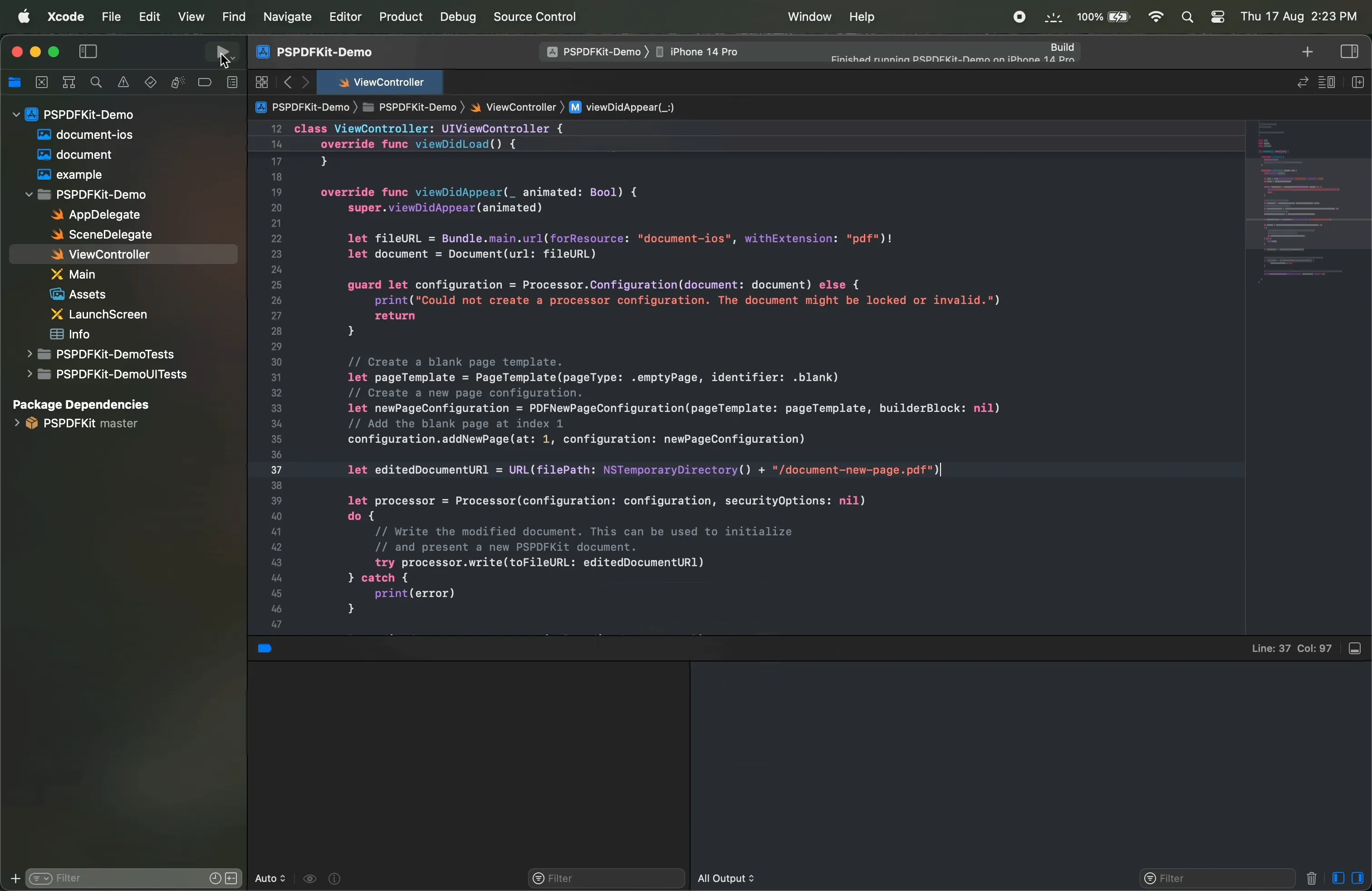 gif showing the working example on a simulator
