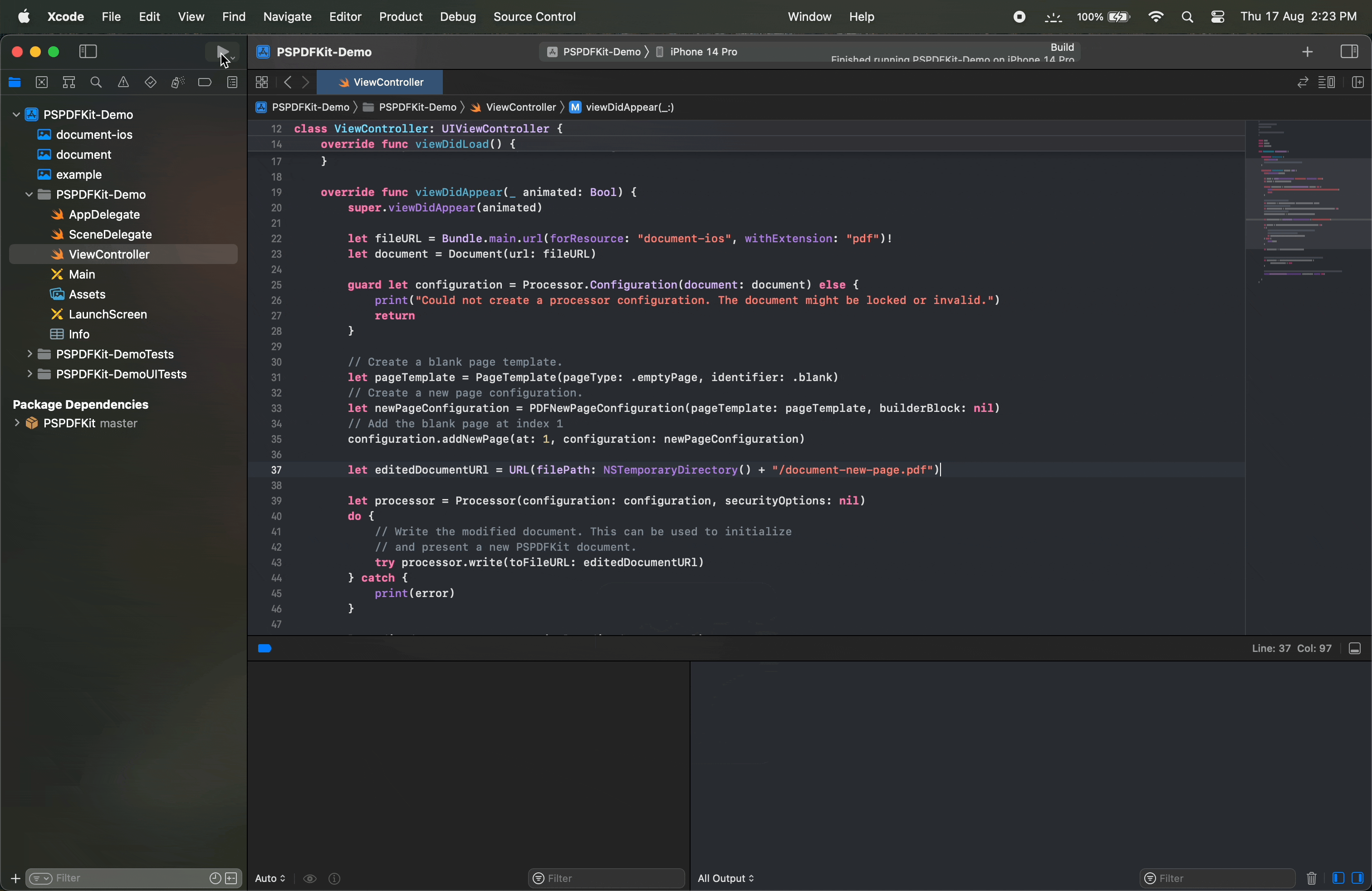 gif showing the working example on a simulator
