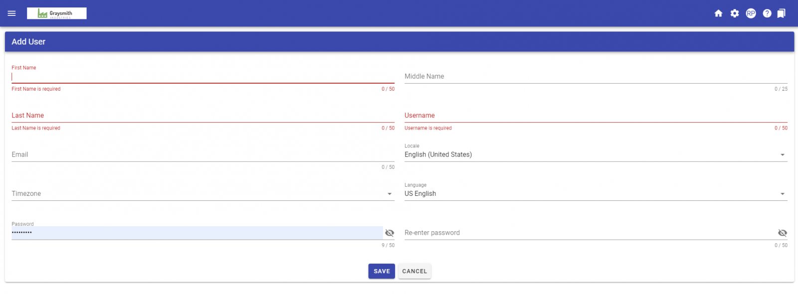 New user form fields