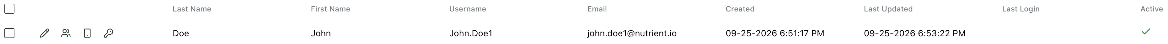 Newly added user appears active in the users list
