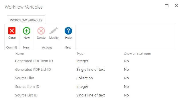 workflow variables
