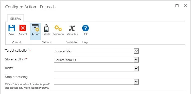 configure action for each