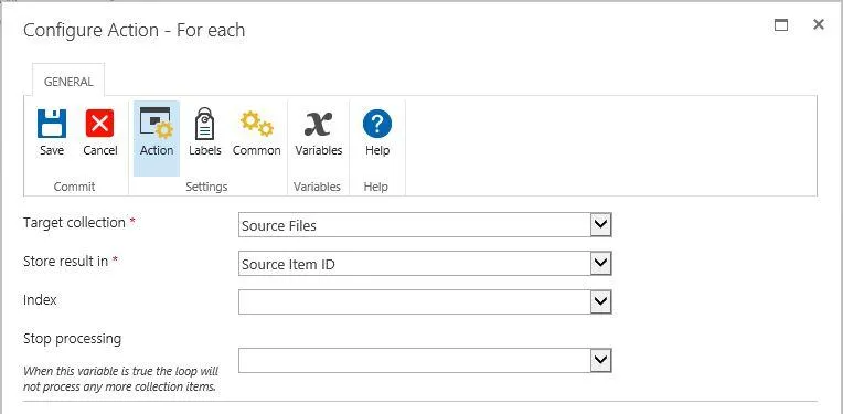 configure action for each