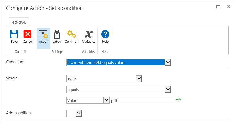 set condition in workflow