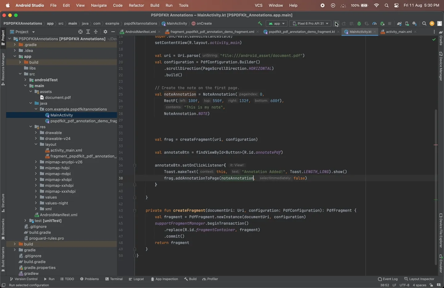 GIF showing the note annotation in action