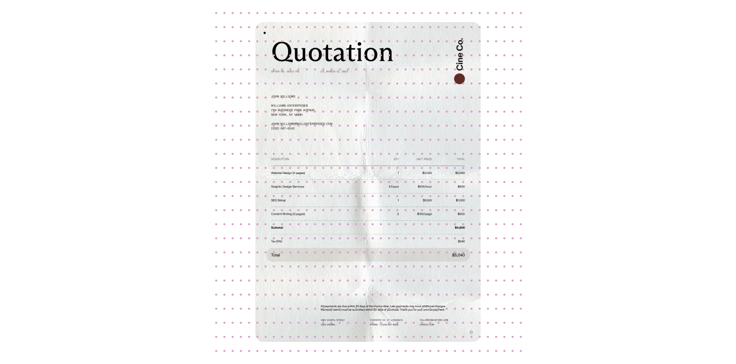 Quotation document with illustrated scanning process