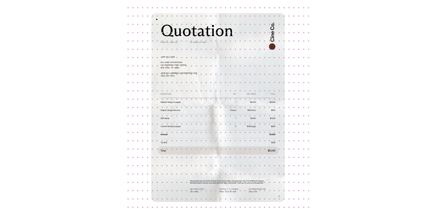 Quotation document with illustrated scanning process
