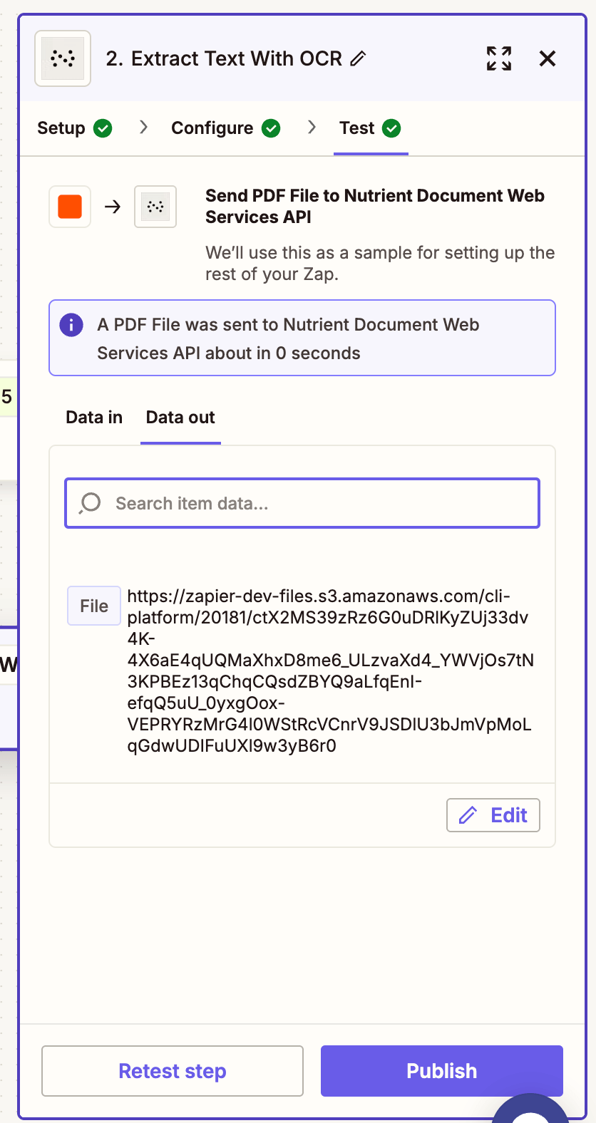OCR result returns searchable PDF