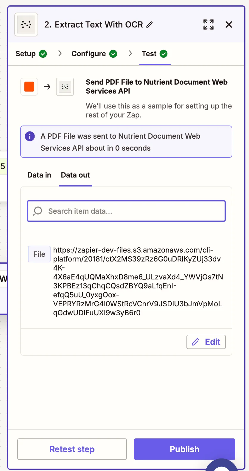 OCR result returns searchable PDF